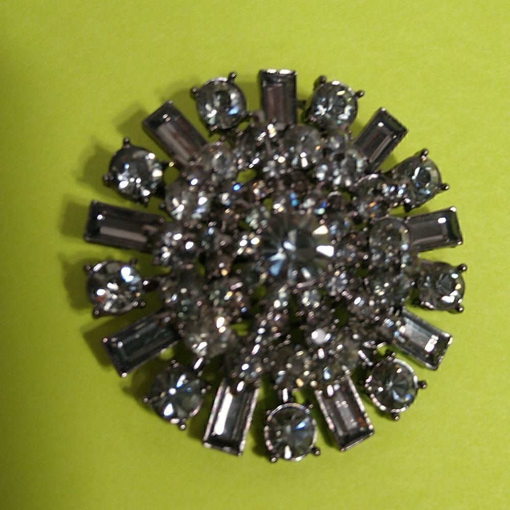 Large Iolite and Faux Diamond Pin